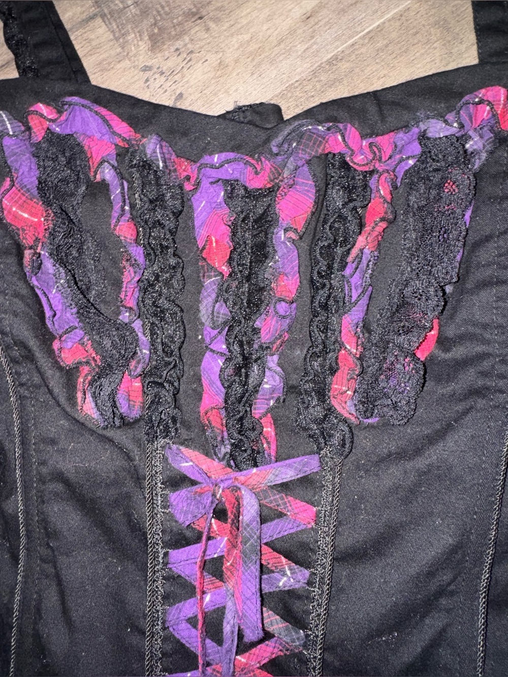 Tripp NYC Y2K Purple Plaid Lace Corset L IO8000 - Picture 4 of 11